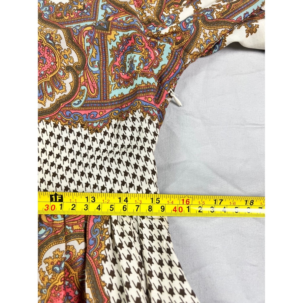 Umgee Womens Paisley Houndstooth Mixed Print Crochet Lace Mini Dress Medium Boho - Picture 7 of 8